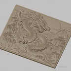 Fichier CNC & impression 3D dragon chinois, montagnes, temple, nuages, haute qualité relief STL