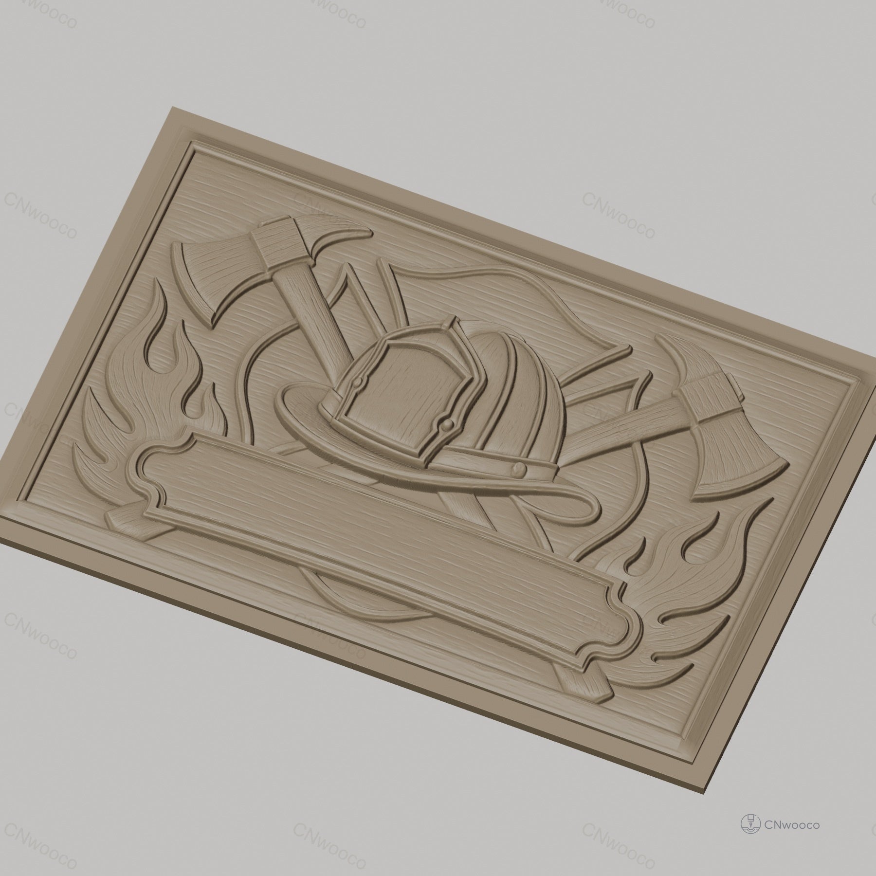 Fichier CNC & impression 3D casque pompier, haches croisées et flammes, haute qualité relief STL