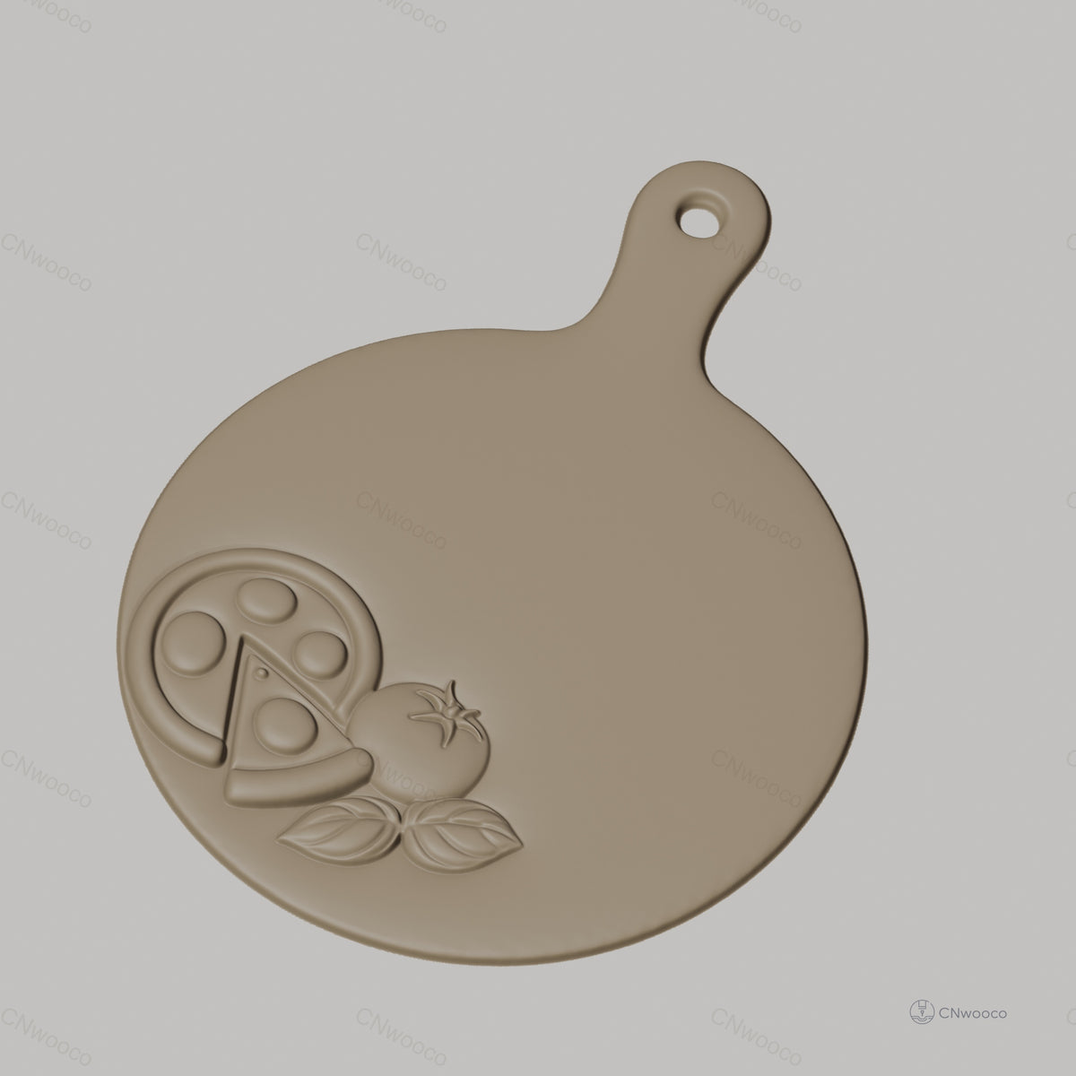 Fichier CNC pizza, tomate et basilic, bas-relief pour sculpture sur bois, STL