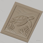 Fichier CNC & impression 3D tortue de mer, corail et algues, haute qualité relief STL