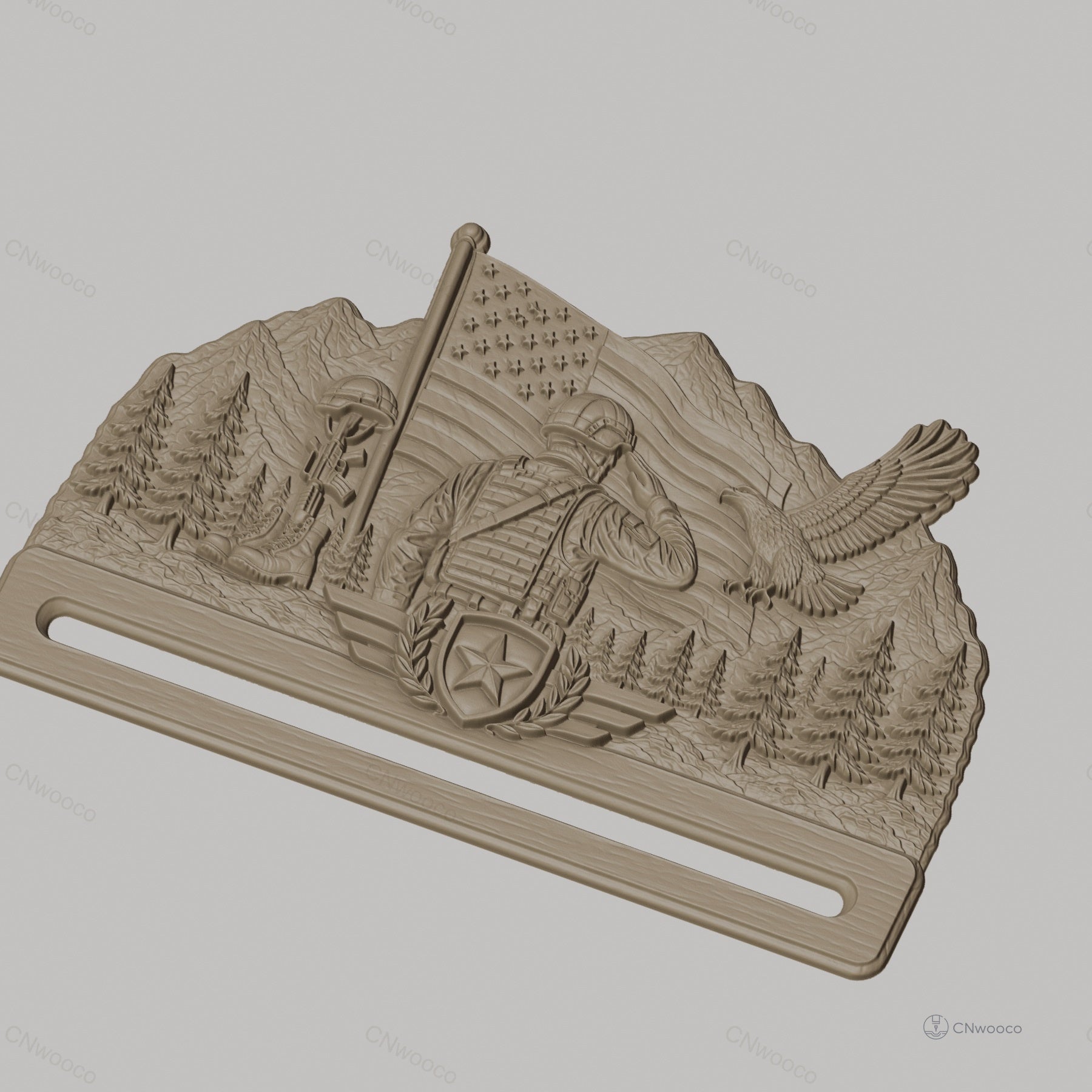 Fichier CNC & impression 3D décoration murale militaire patriotique avec soldat et aigle, STL très haute qualité