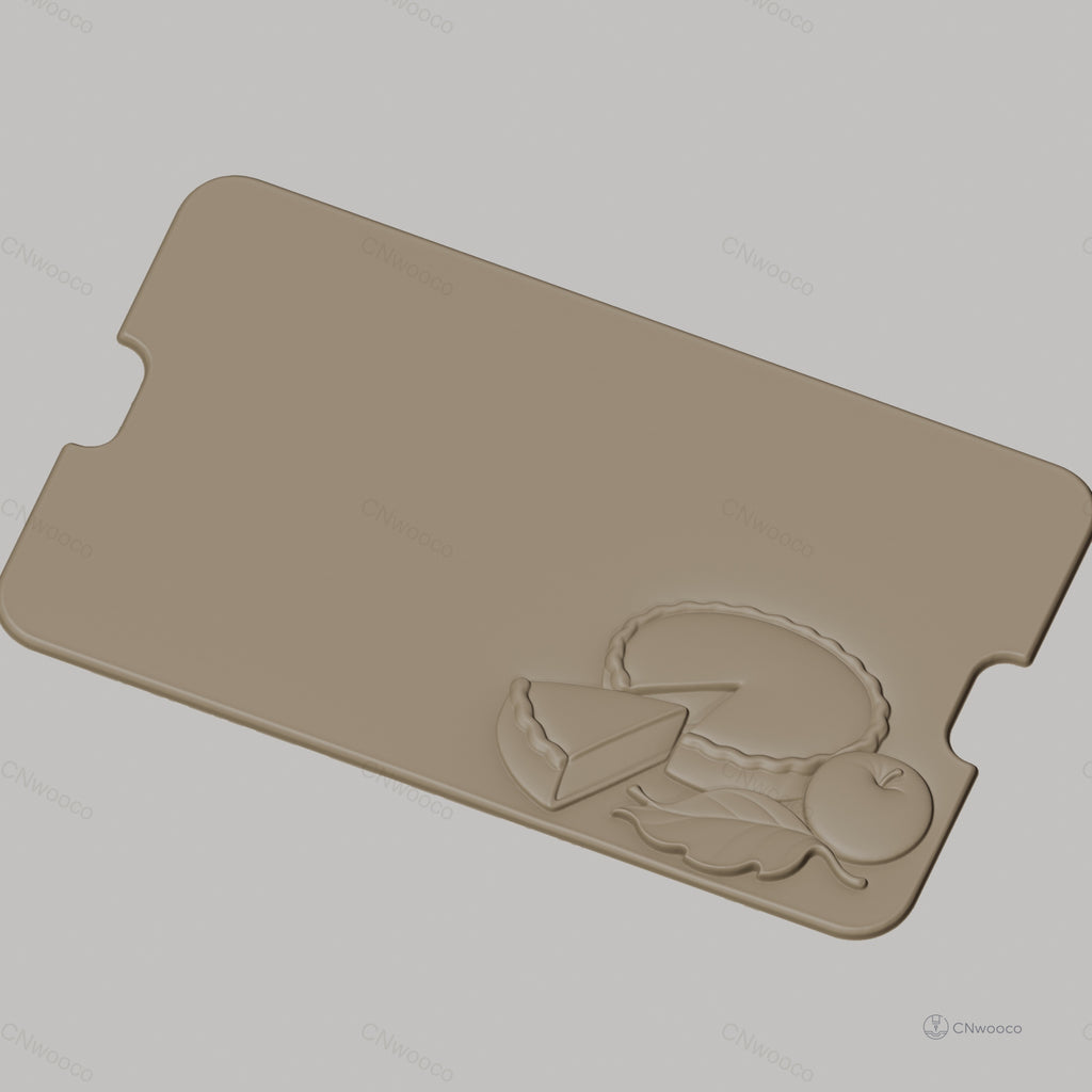 Fichier CNC tarte pomme feuille bas-relief pour sculpture sur bois, STL
