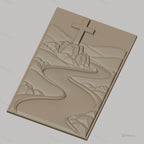 Fichier CNC & impression 3D chemin de rivière et croix sur rocher, paysage montagneux, haute qualité relief STL