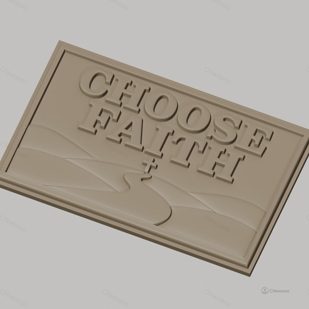 Fichier CNC & impression 3D message religieux, route vers croix, texte choix de la foi, haute qualité relief STL