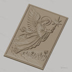 Fichier CNC & impression 3D ange avec étoile et village, haute qualité relief STL