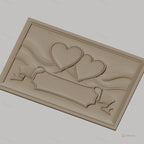 Fichier CNC & impression 3D décor romantique, deux cœurs et bannière, haute qualité relief STL