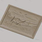 Fichier CNC & impression 3D hydravion sur lac, montagnes et forêts, haute qualité relief STL