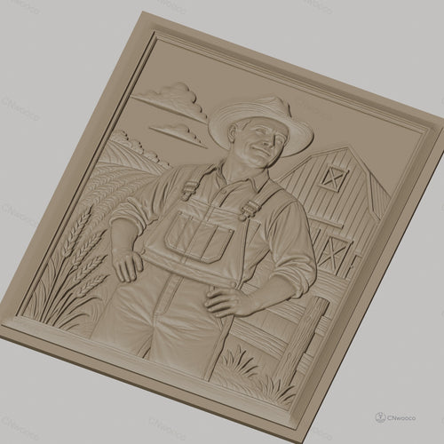 Fichier CNC & impression 3D paysan, champ de blé, grange, haute qualité relief STL