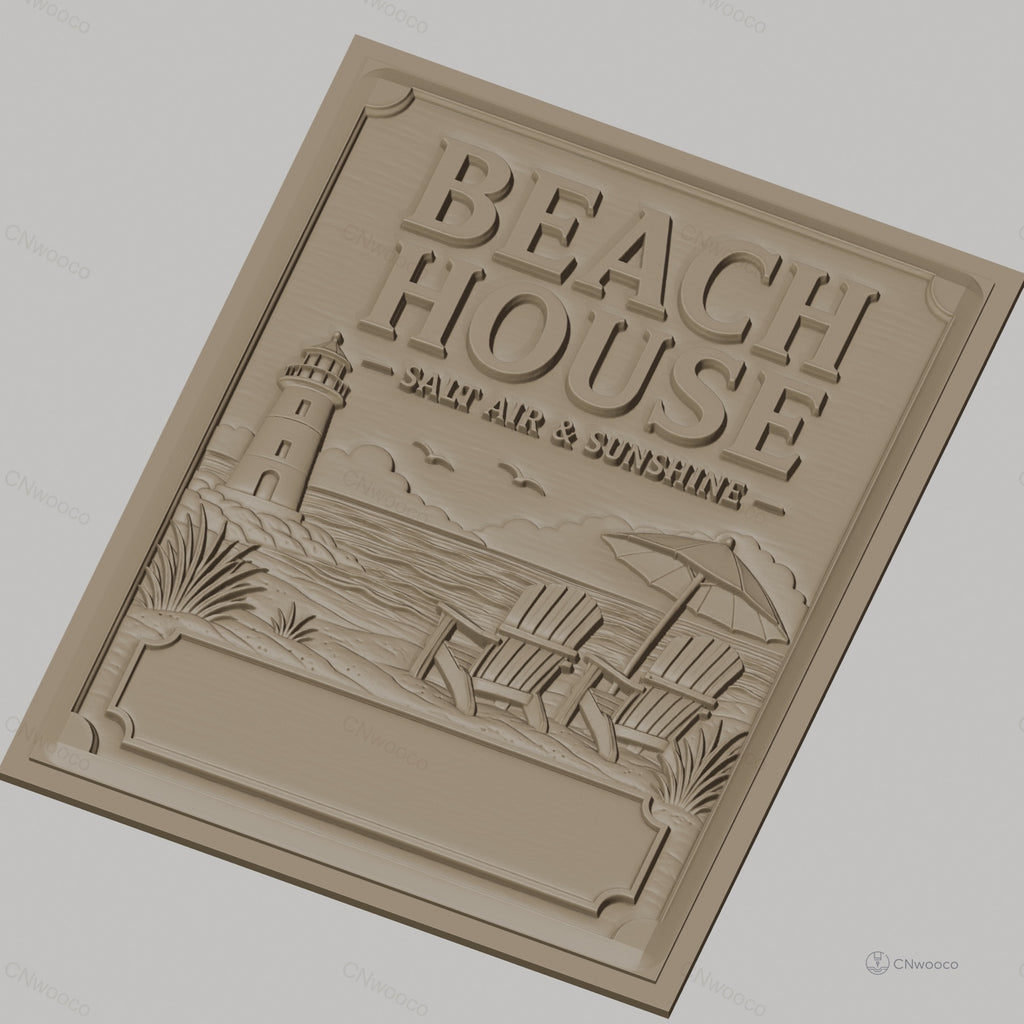 Fichier CNC & impression 3D plage, phare, chaises Adirondack, parasol, haute qualité relief STL