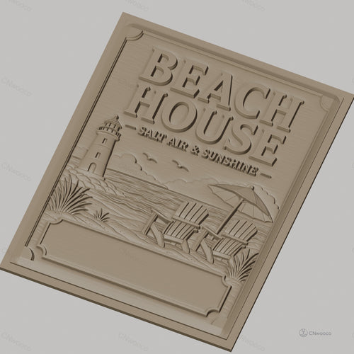 Fichier CNC & impression 3D plage, phare, chaises Adirondack, parasol, haute qualité relief STL