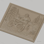 Fichier CNC & impression 3D quad ATV tout-terrain, pilote avec casque dans forêt détaillée, haute qualité relief STL