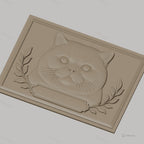 Fichier CNC & impression 3D Chat, tête de chat avec feuilles décoratives, haute qualité relief STL
