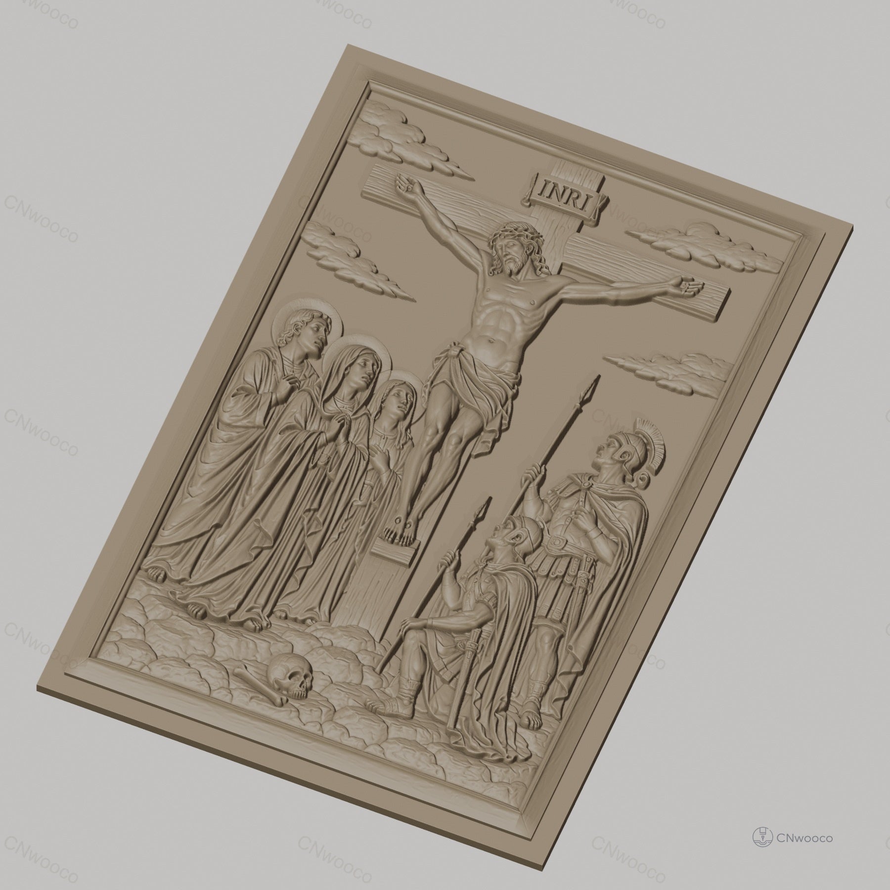 Fichier CNC & impression 3D crucifixion de Jésus, personnages religieux et soldats romains, haute qualité relief STL