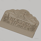 Fichier CNC porte-clés mural plaque murale décorative Blessed Home avec croix et fleurs, STL très haute qualité