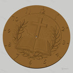 Fichier CNC & impression 3D horloge murale croix chrétienne et livre ouvert STL