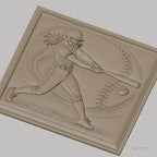Fichier CNC & impression 3D softball féminin, joueuse frappant balle, haute qualité relief STL