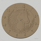 Fichier CNC & impression 3D horloge murale cheval et fer à cheval STL