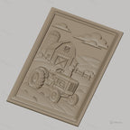 Fichier CNC & impression 3D ferme avec tracteur et grange, paysage champêtre, haute qualité relief STL