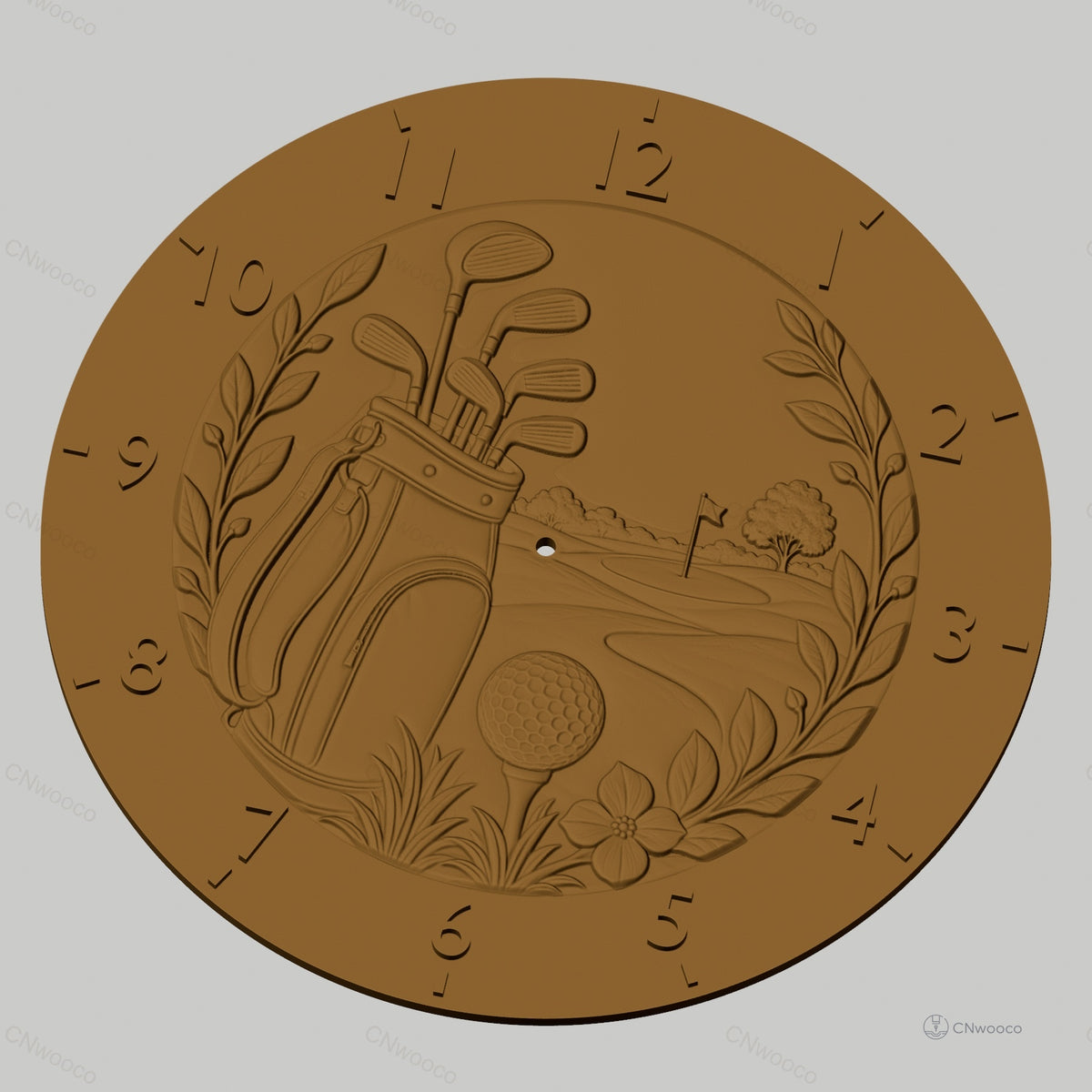 Fichier CNC & impression 3D horloge murale golf clubs et parcours STL
