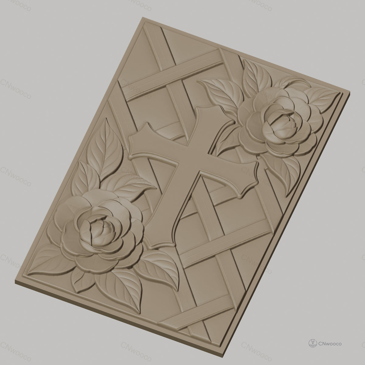 Fichier CNC & impression 3D Croix et roses avec motif treillis, haute qualité relief STL