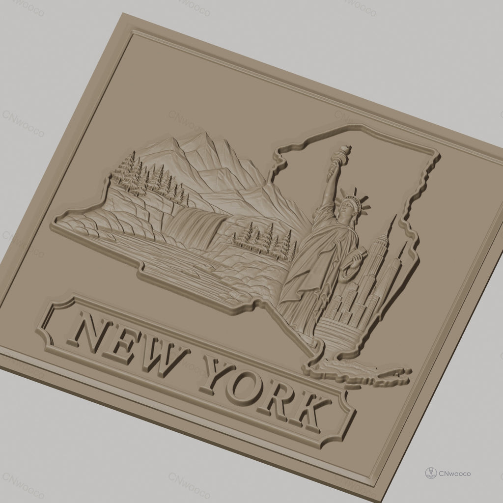 Fichier CNC & impression 3D New York, Statue de la Liberté, paysage montagne cascade, skyline, haute qualité relief STL