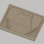Fichier CNC & impression 3D tête de chien heureux avec feuilles et cadre décoratif, haute qualité relief STL
