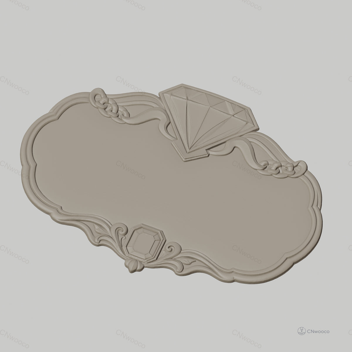 Fichier CNC & impression 3D plaque décorative élégante avec diamant, STL très haute qualité