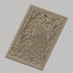 Fichier CNC & impression 3D Paon, relief ornemental avec plumes détaillées et feuillages, haute qualité relief STL
