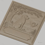 Fichier CNC & impression 3D chien assis, arbre, paysage et patte en cœur, haute qualité relief STL