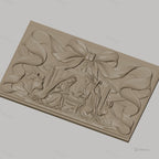 Fichier CNC & impression 3D scène de la nativité avec crèche, Marie, Joseph, Jésus, animaux, haute qualité relief STL