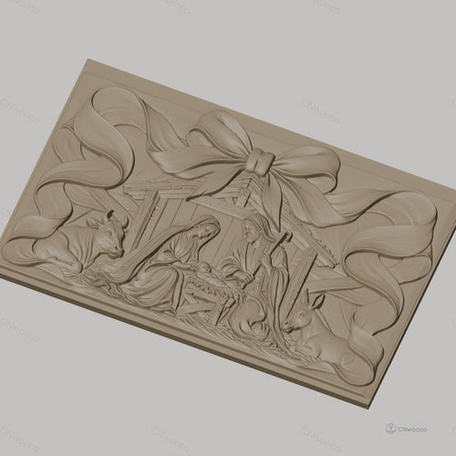 Fichier CNC & impression 3D scène de la nativité avec crèche, Marie, Joseph, Jésus, animaux, haute qualité relief STL