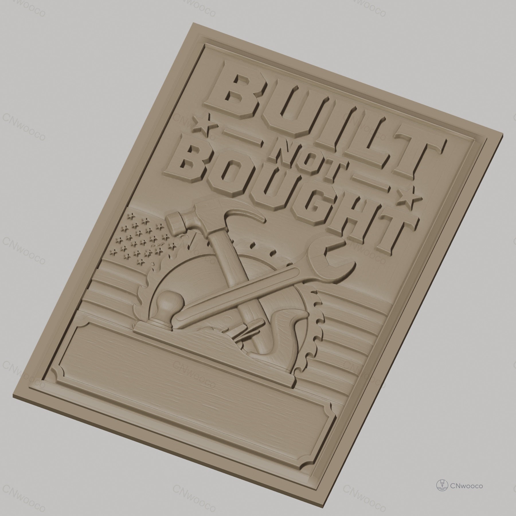 Fichier CNC & impression 3D panneau outils de menuiserie marteau clé drapeau américain haute qualité relief STL