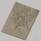 Fichier CNC & impression 3D Valkyrie guerrière ailée, montagnes et nuages, haute qualité relief STL
