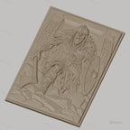 Fichier CNC & impression 3D Viking guerrier avec hache et bouclier, haute qualité relief STL
