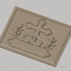 Fichier CNC & impression 3D mariage, bagues entrelacées, croix et feuillage, haute qualité relief STL