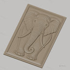 Fichier CNC & impression 3D éléphant frontal, relief avec trompe et défenses, haute qualité relief STL