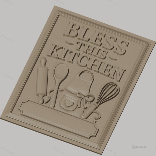 Fichier CNC & impression 3D thème cuisine, ustensiles de cuisine, tablier, rouleau à pâtisserie relief haute qualité relief STL