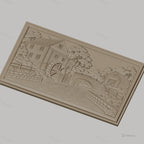 Fichier CNC & impression 3D moulin à eau, pont en pierre et rivière, haute qualité relief STL