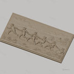 Fichier CNC & impression 3D enfants jouant à la corde, paysage rural avec maison, haute qualité relief STL