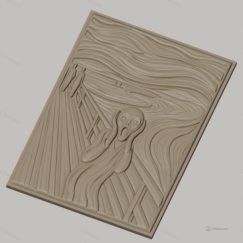 Fichier CNC & impression 3D Le Cri, personnage en détresse sur pont, haute qualité relief STL