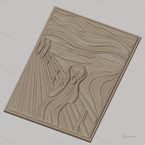 Fichier CNC & impression 3D Le Cri, personnage en détresse sur pont, haute qualité relief STL