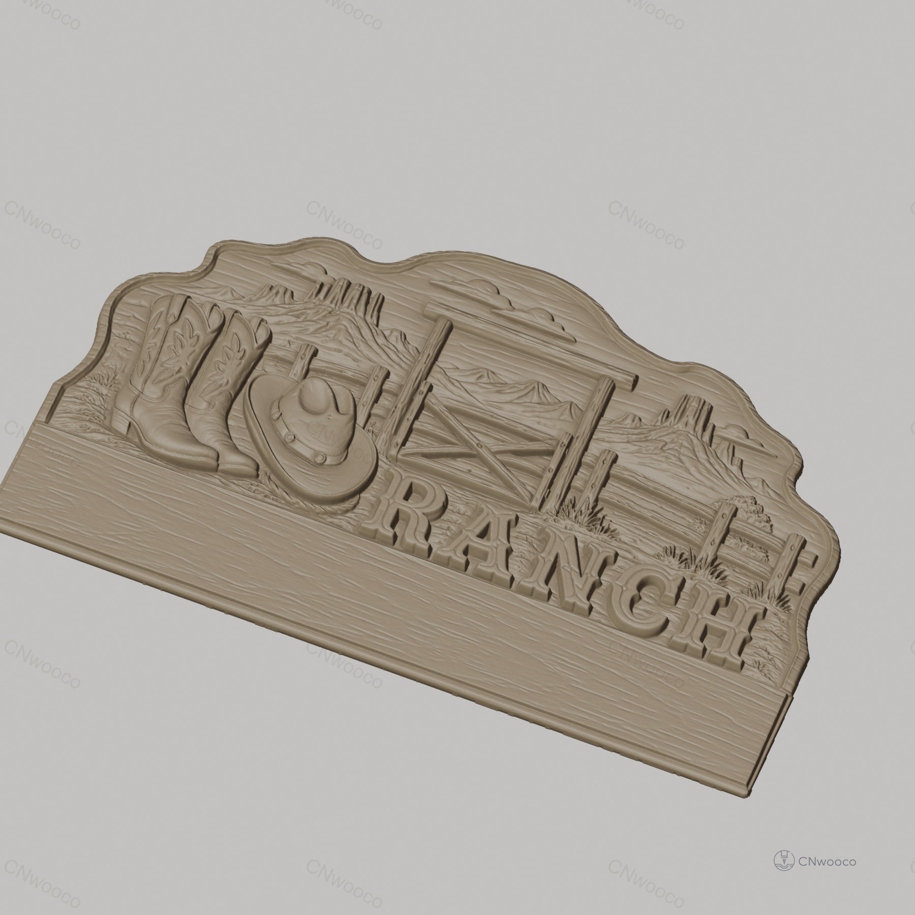 Fichier CNC porte-clés mural enseigne Ranch western cowboy décor STL très haute qualité