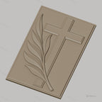 Fichier CNC & impression 3D Croix chrétienne avec branche d'olivier, haute qualité relief STL
