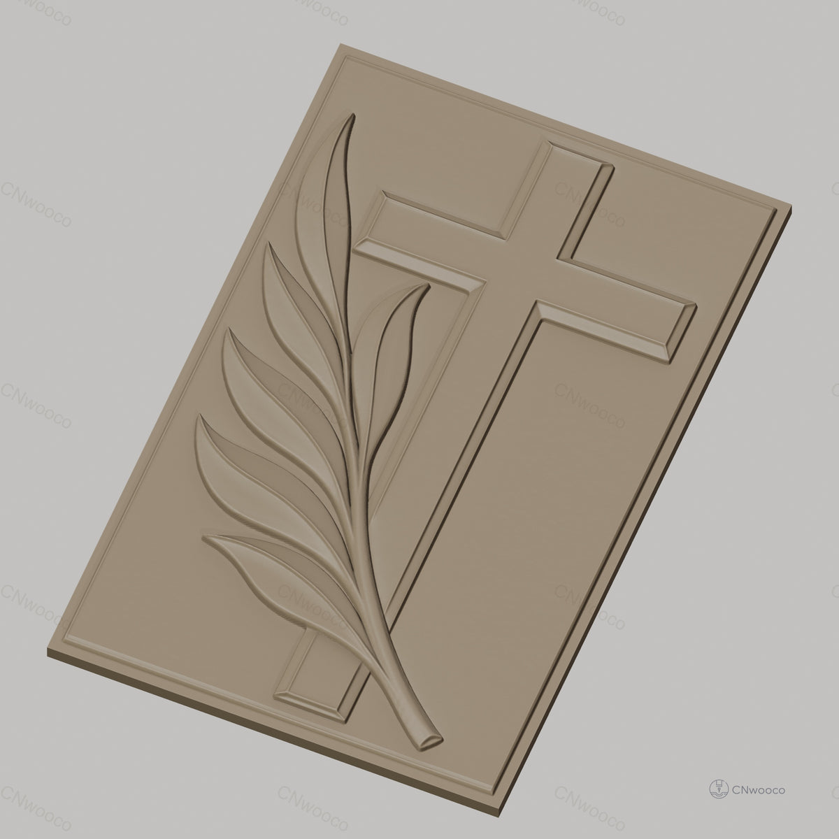 Fichier CNC & impression 3D Croix chrétienne avec branche d'olivier, haute qualité relief STL