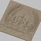 Fichier CNC & impression 3D couronne royale, feuilles de palmier, pierre texturée, haute qualité relief STL