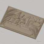 Fichier CNC & impression 3D Jésus entrant à Jérusalem, relief avec âne, palmiers et ville ancienne, haute qualité relief STL