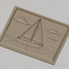 Fichier CNC & impression 3D bateau à voile, mer, nuages, haute qualité relief STL