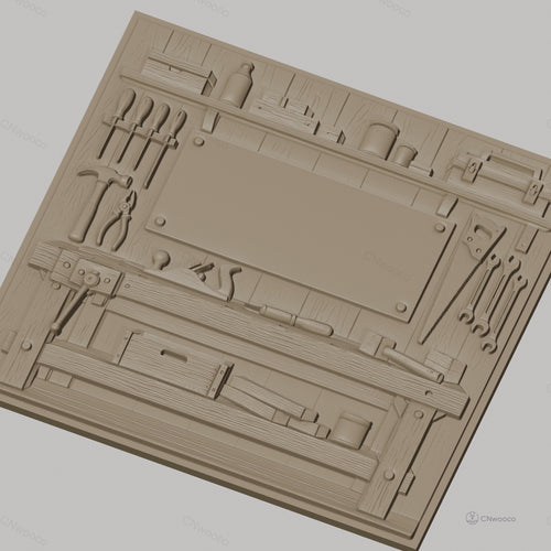 Fichier CNC & impression 3D atelier de menuiserie, établis avec outils de travail en bois, haute qualité relief STL