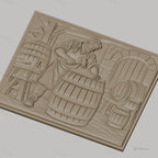 Fichier CNC & impression 3D tonnelier en action, barils en bois et atelier de fabrication, haute qualité relief STL