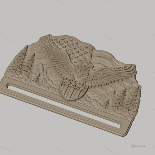 Fichier CNC & impression 3D support mural aigle drapeau USA, STL très haute qualité